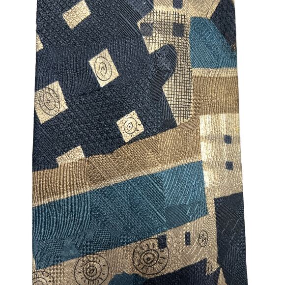 Alexander Cross Ltd. Neck Tie Blue Tan All Silk Men's Suit Accessories Formal 4" - Picture 7 of 8